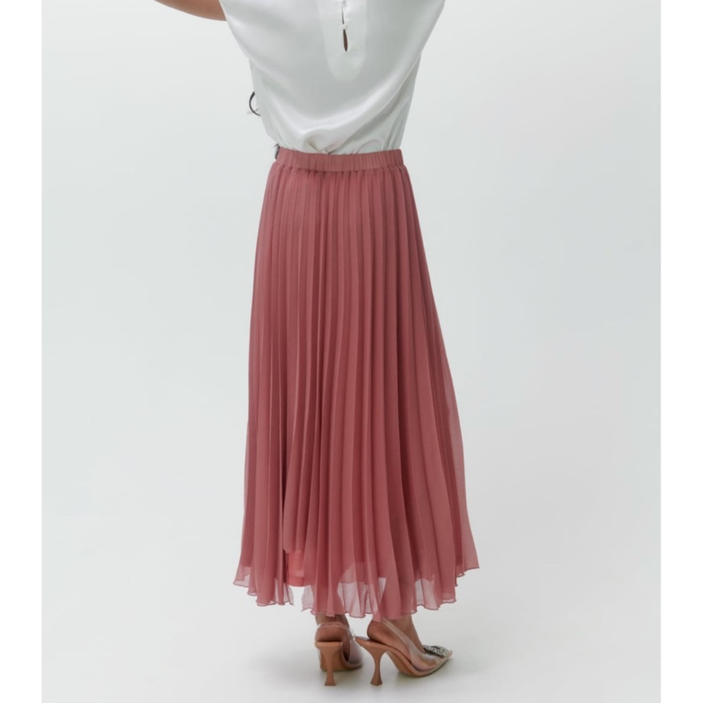 ZARA | NWT LONG PLEADED SKIRT DUSTY Pink - Picture 7 of 9
